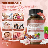 GREENPEOPLE Magnesium Taurate Capsules displayed with natural ingredients