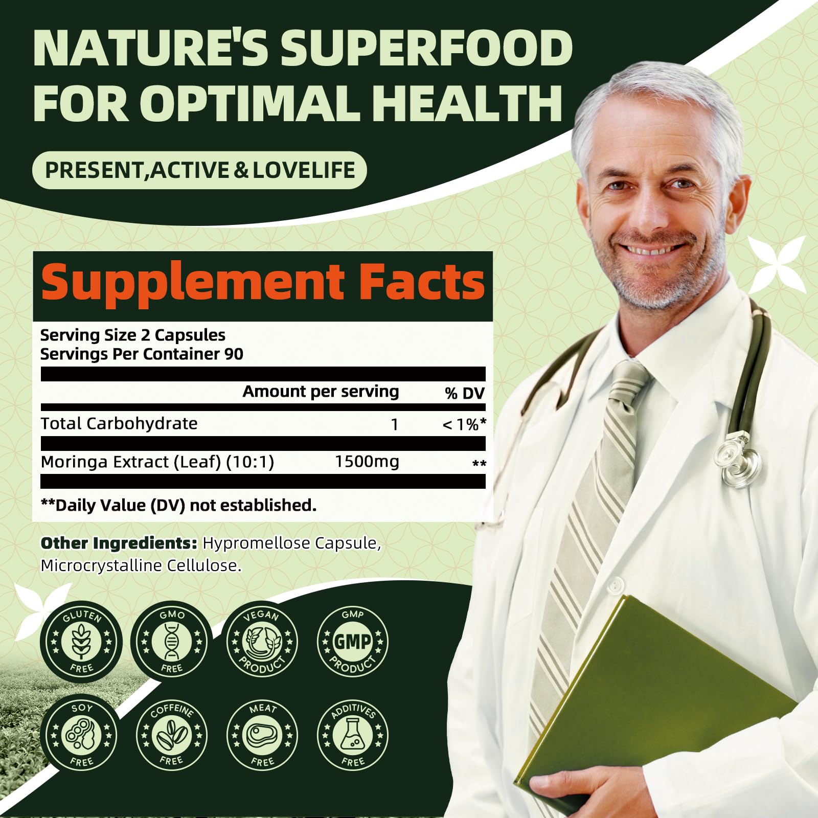 GREENPEOPLE Moringa Capsules opened bottle showing capsules