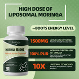 GREENPEOPLE Moringa Capsules side view showing capsule size