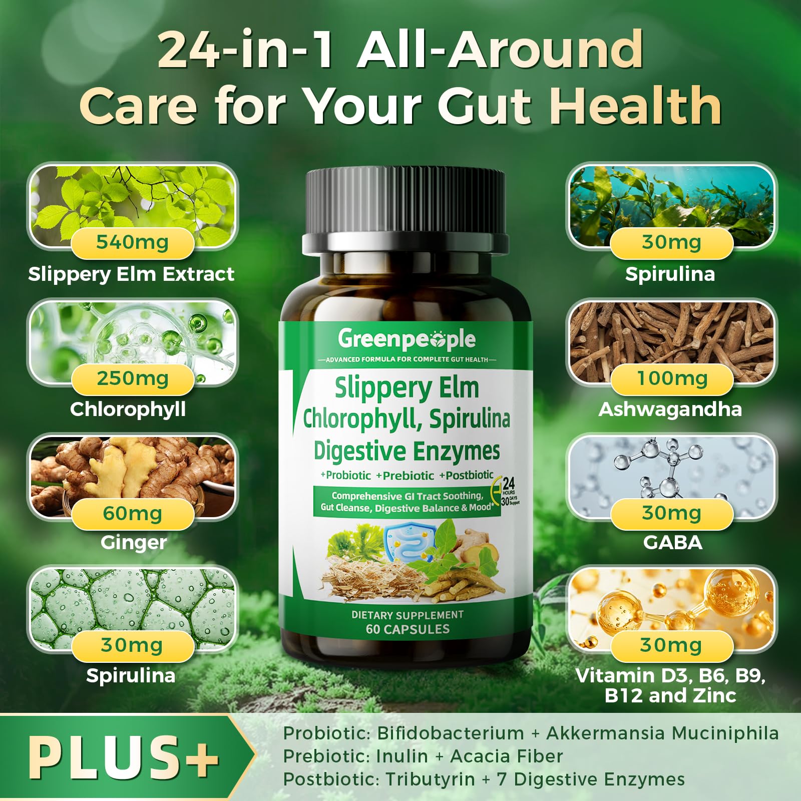 GREENPEOPLE Multi-Enzyme a daily routine Capsules opened bottle