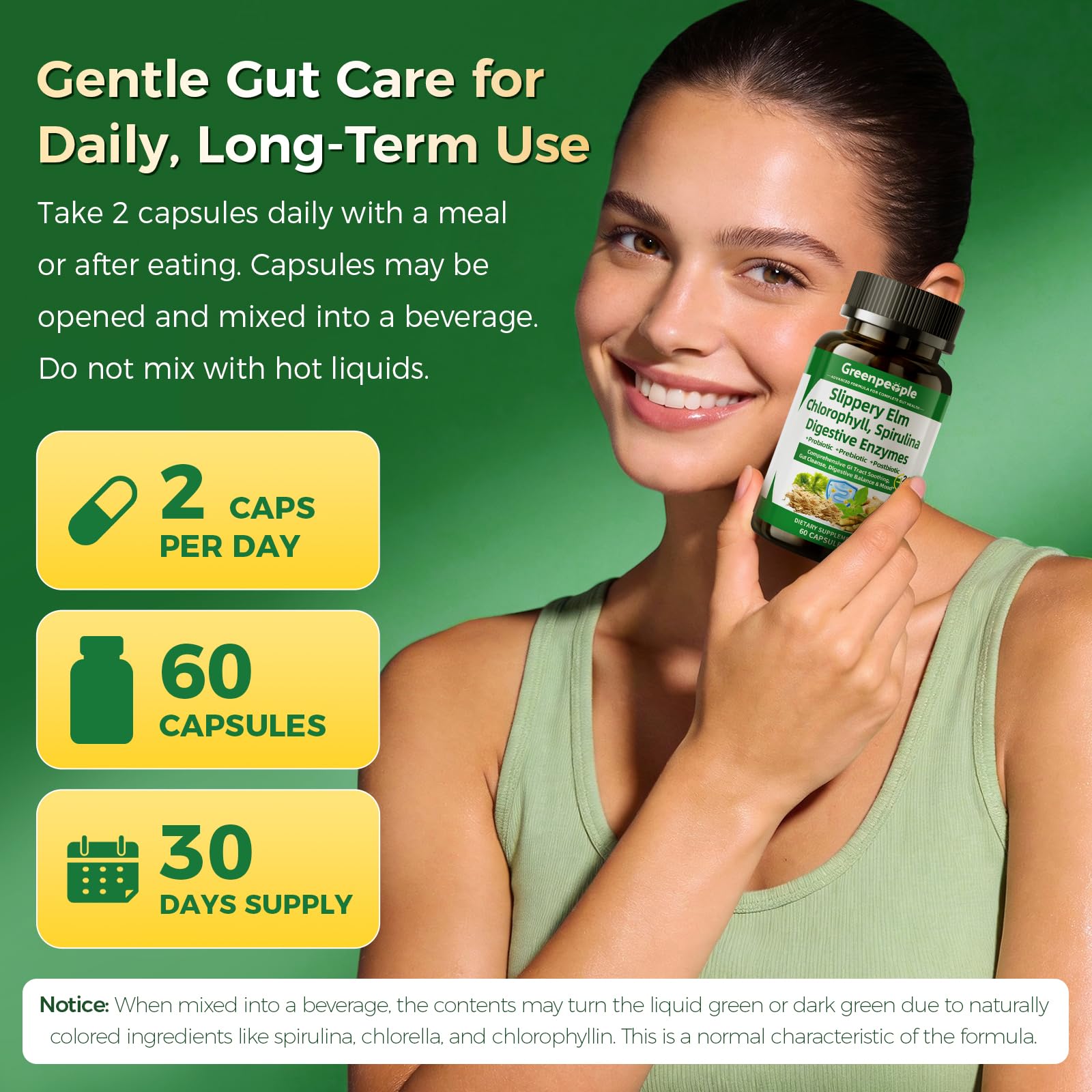 GREENPEOPLE Multi-Enzyme a daily routine Capsules with a glass of water