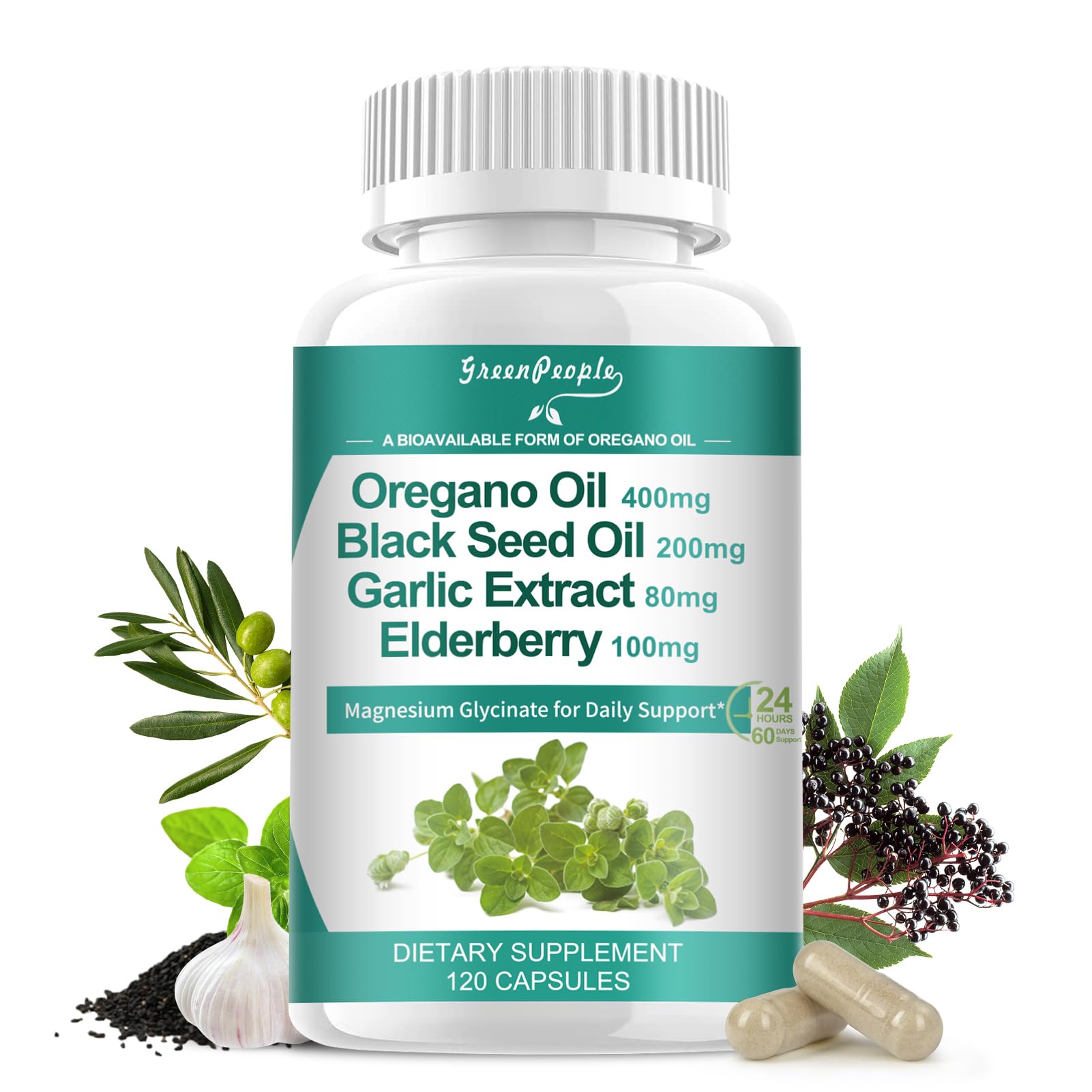 GREENPEOPLE Oregano Oil 11-in-1 Herbal Complex front view