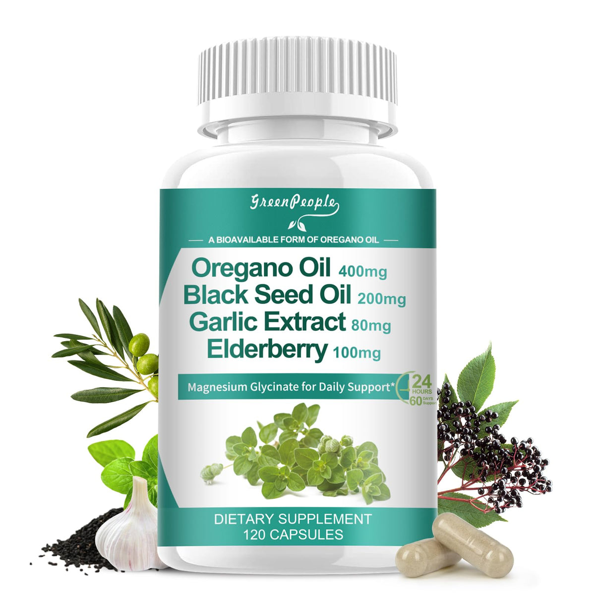 GREENPEOPLE Oregano Oil 11-in-1 Herbal Complex front view