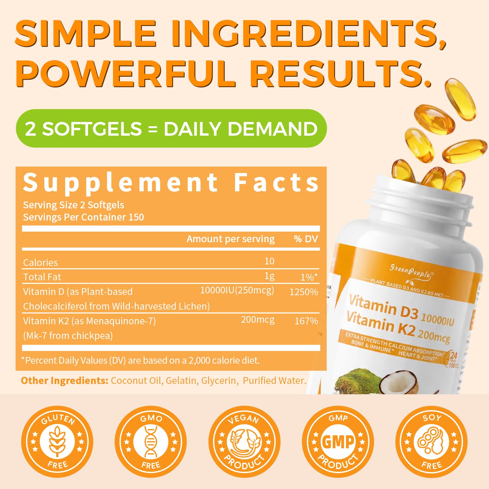 GREENPEOPLE Vitamin D3 K2 Softgels softgel close-up