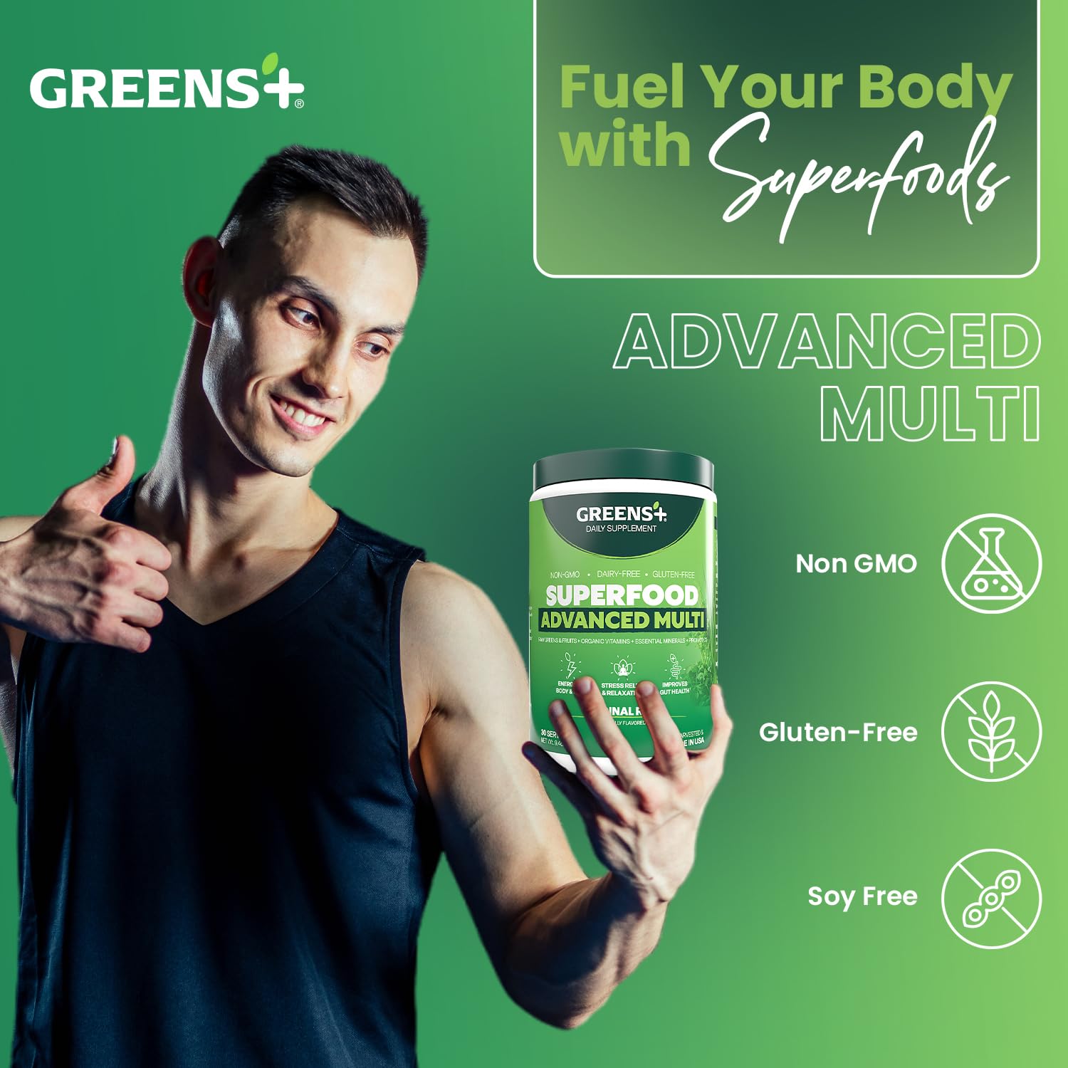 Greens+ Advanced Multi Raw Super Greens Blend 266g ingredients list