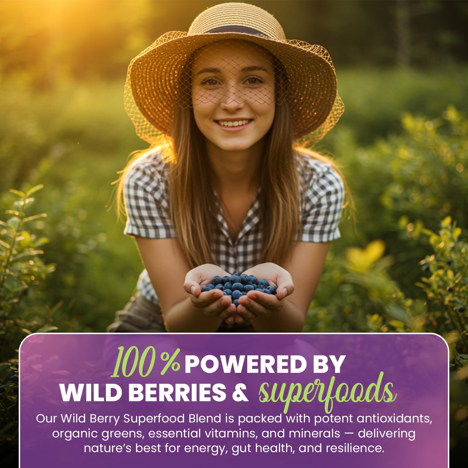 Greens+ Advanced Multi Wild Berry Powder nutritional label