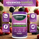 Greens+ Advanced Multi Wild Berry Powder on kitchen counter