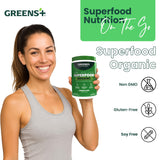Greens+ Organic Raw Superfood Powder packaging