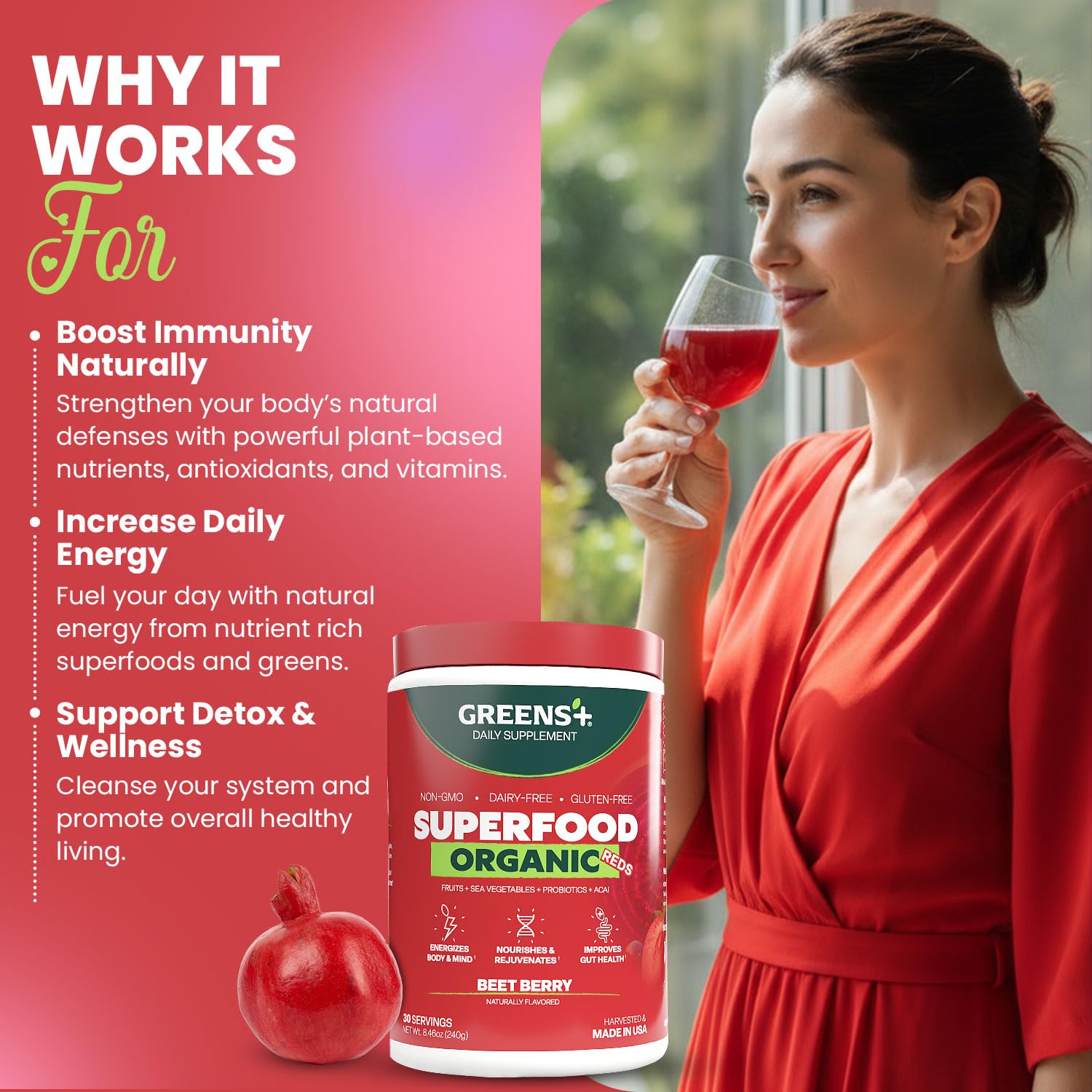 Greens+ Organic Superfood Reds Powder nutritional information