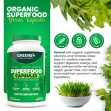 Greens+ Veggie Capsules side view showing capsule details