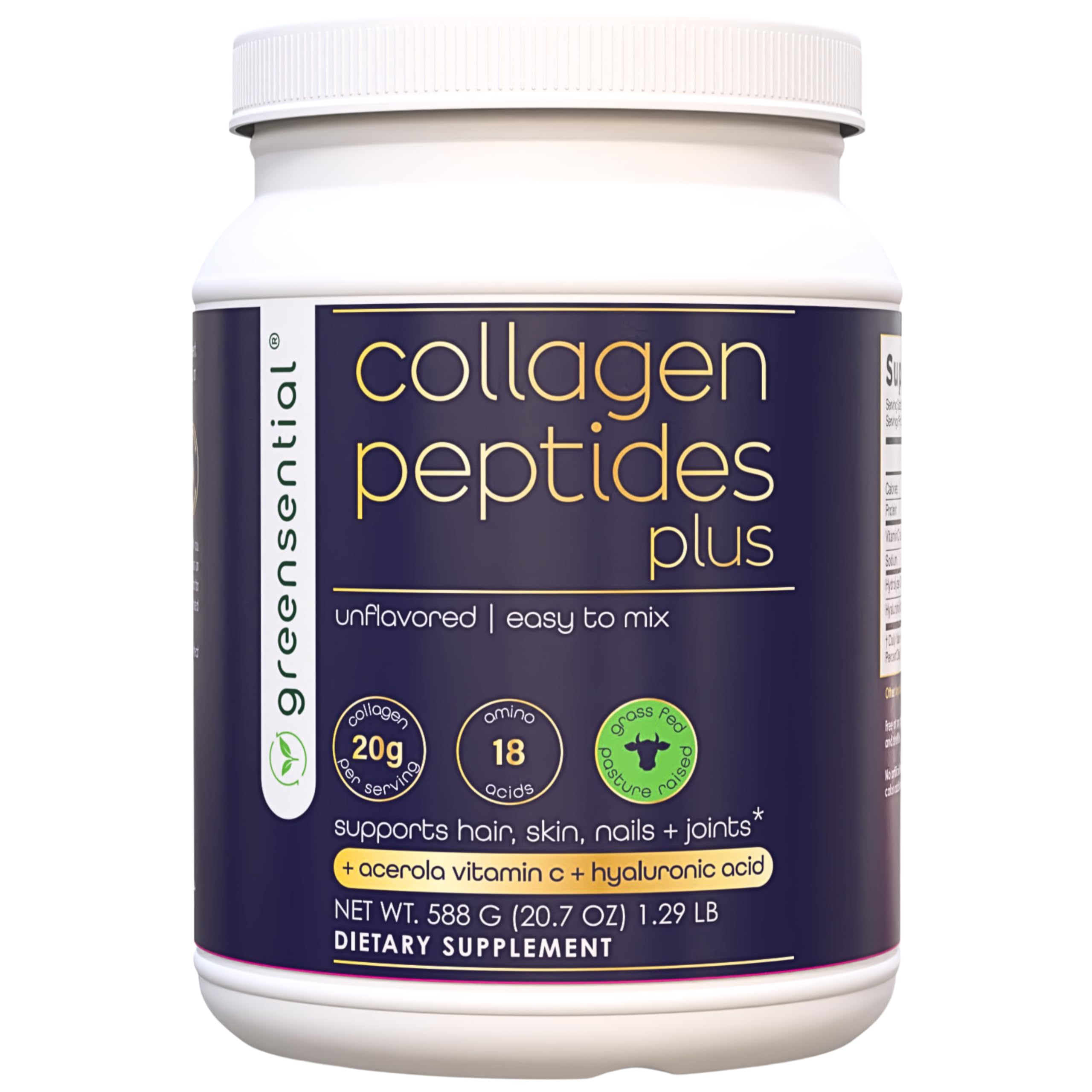 Greensential Collagen Peptides 585g front view
