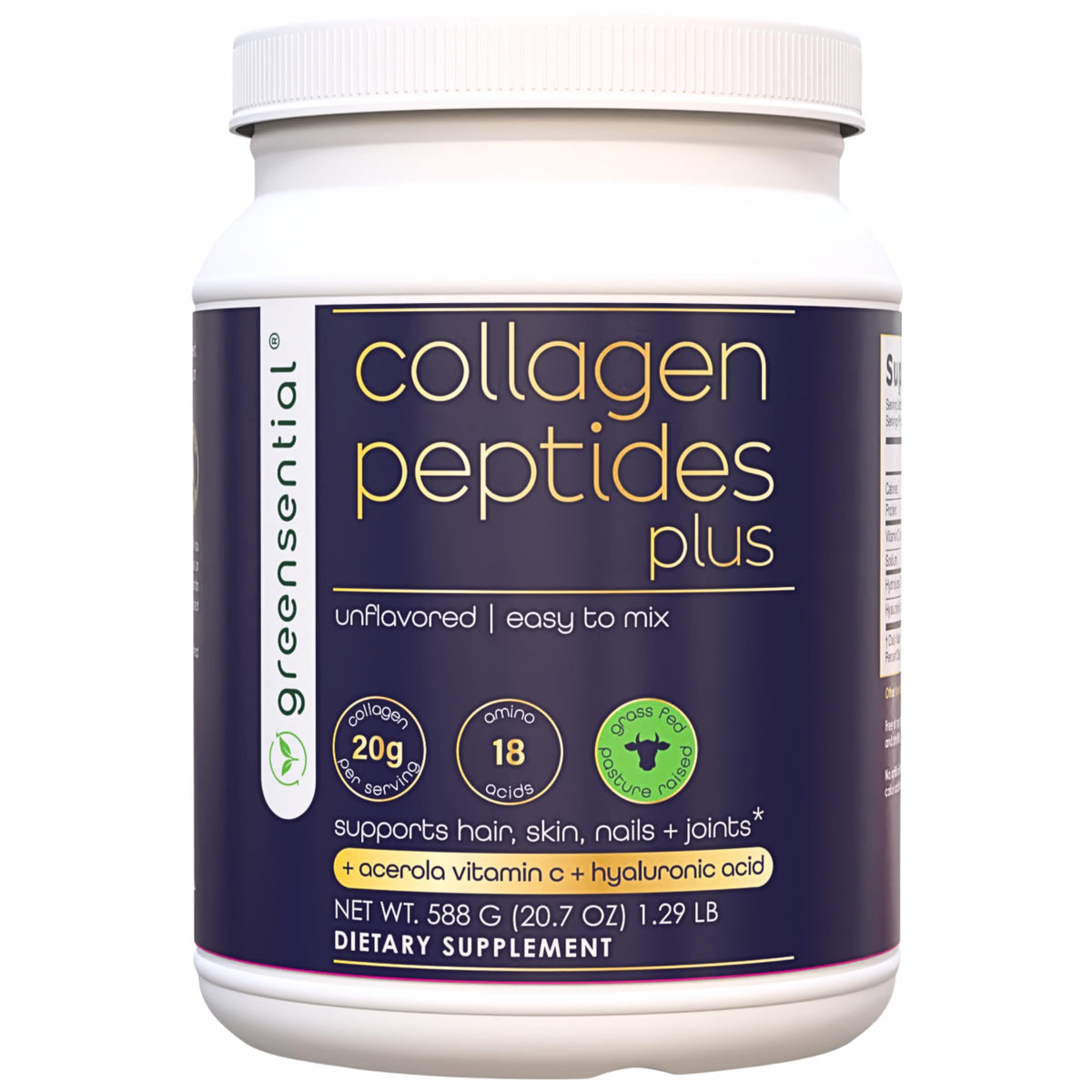 Greensential Collagen Peptides 585g front view