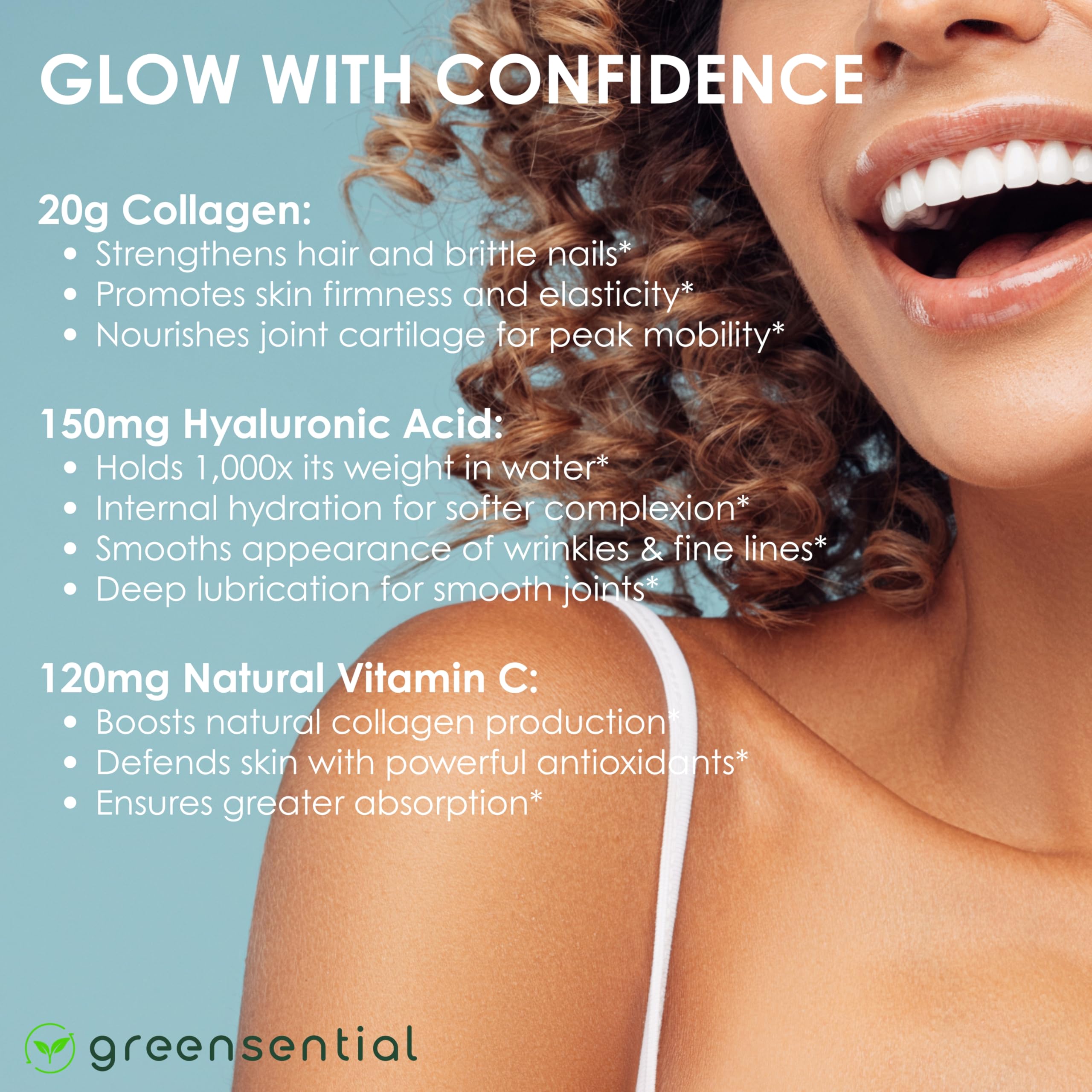Greensential Collagen Peptides 585g mixed in a drink