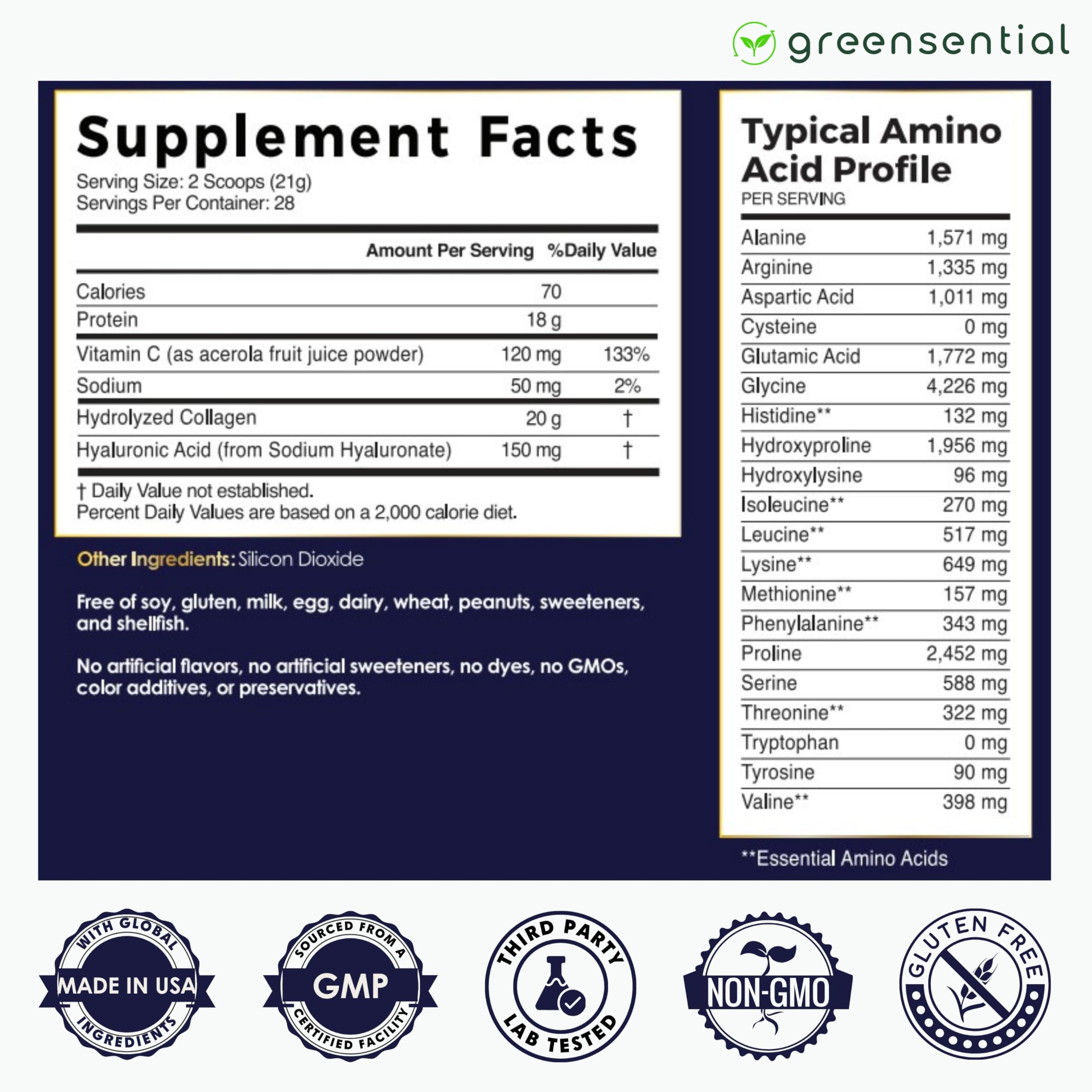 Greensential Collagen Peptides 585g with acerola fruit