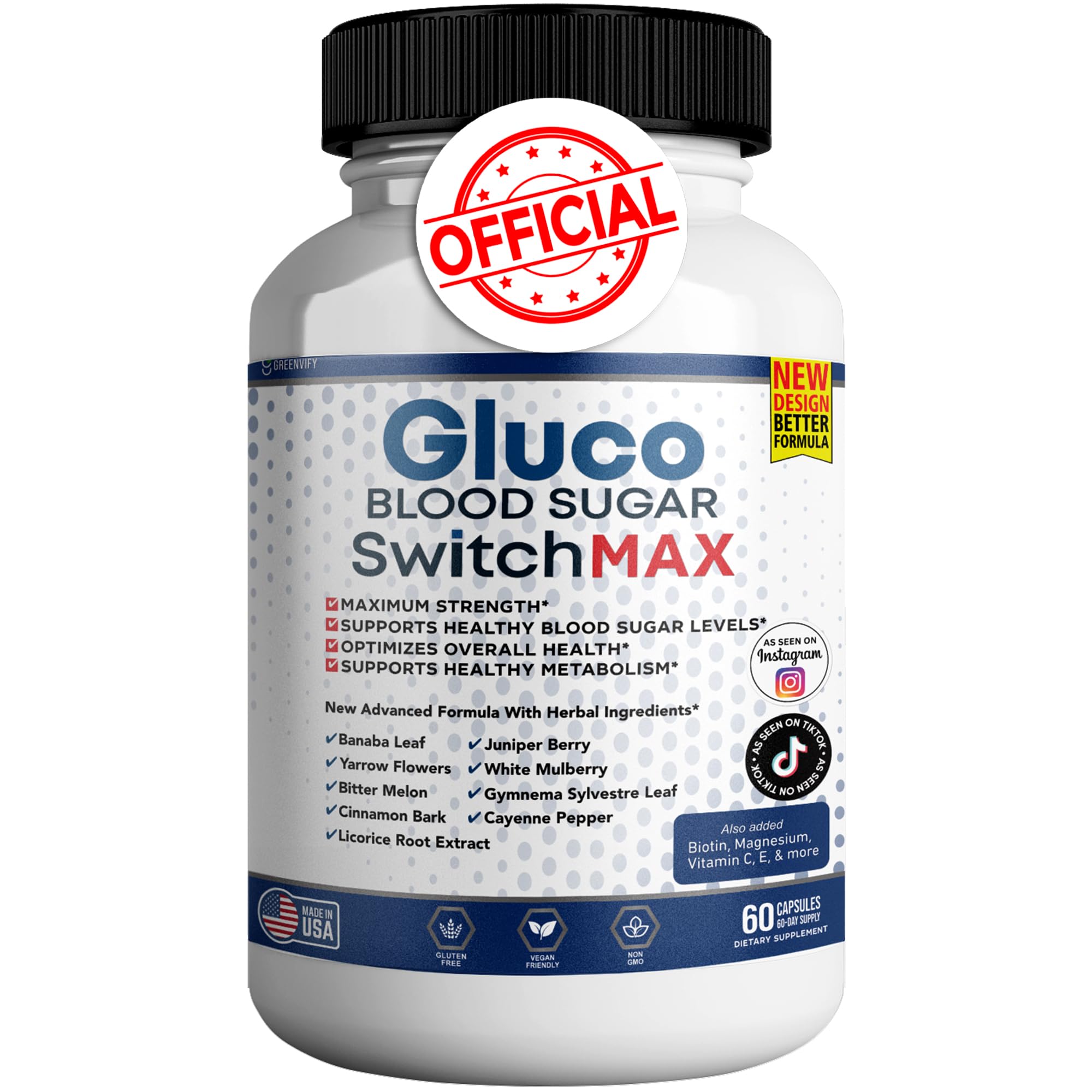 GREENVIFY Gluco Blood Sugar Support Capsules front view