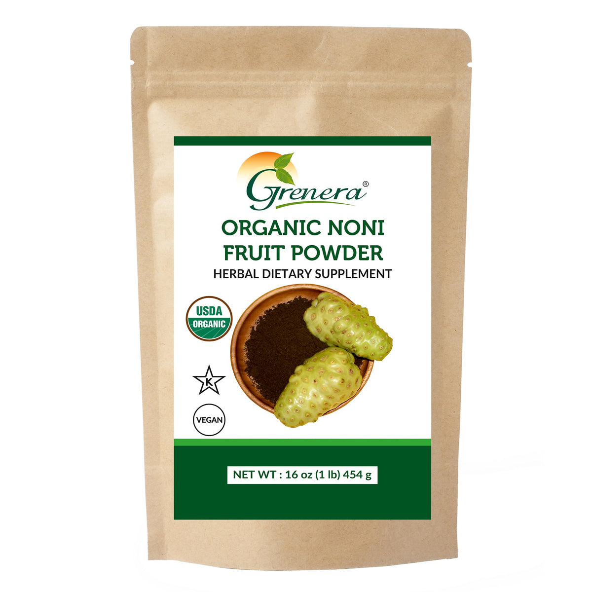 Grenera Noni Fruit Powder 1 lb front view packaging