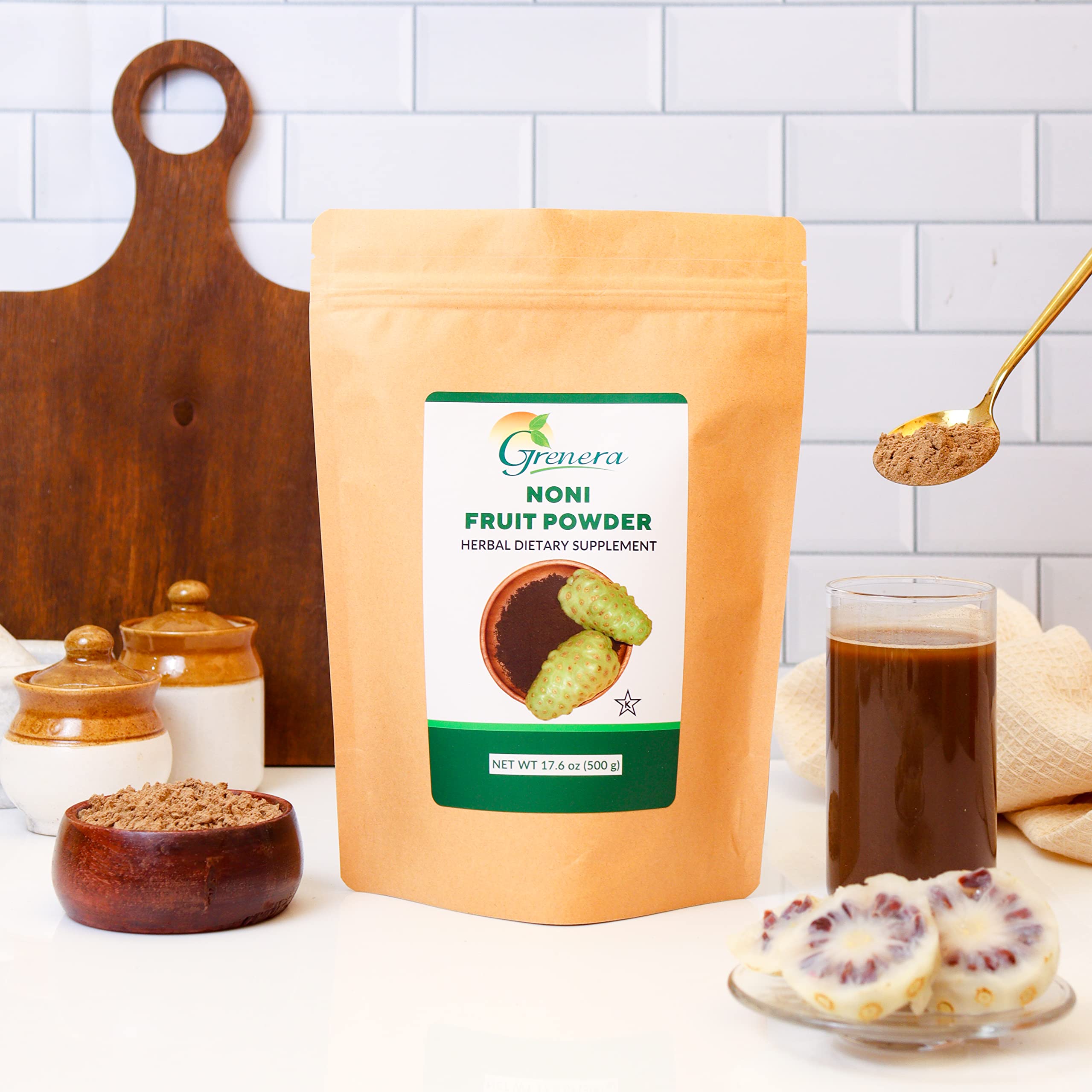 Grenera Noni Fruit Powder 1 lb side view packaging