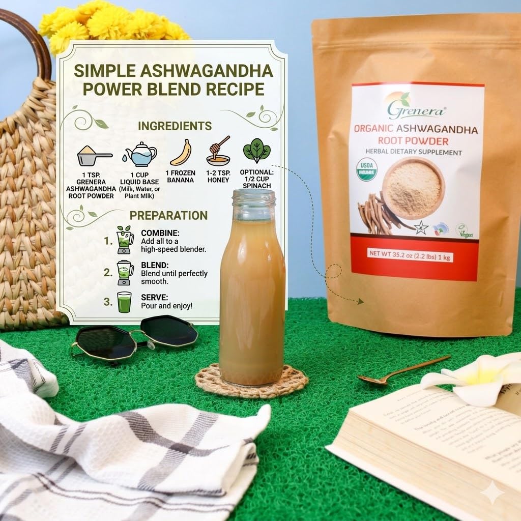 Grenera Organic Ashwagandha Powder packaging side view