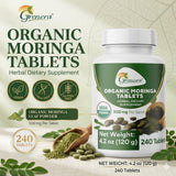 Grenera Organic Moringa Tablets back view with ingredient list