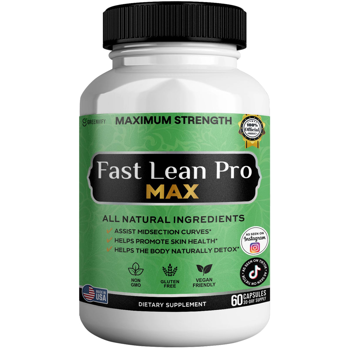 GRENVIFY Fast Lean Pro Max vegan supplement bottle front view