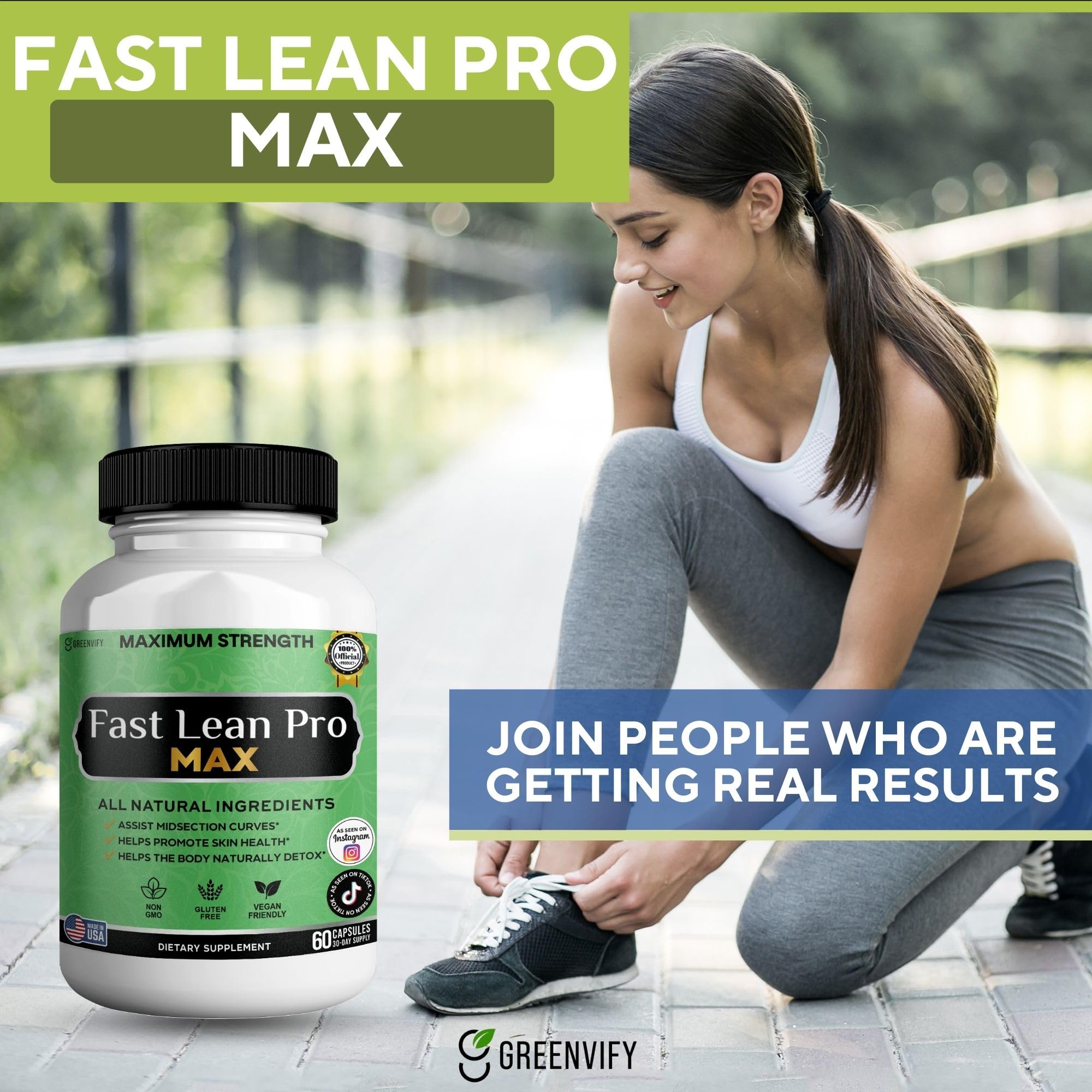 GRENVIFY Fast Lean Pro Max vegan supplement bottle with cap