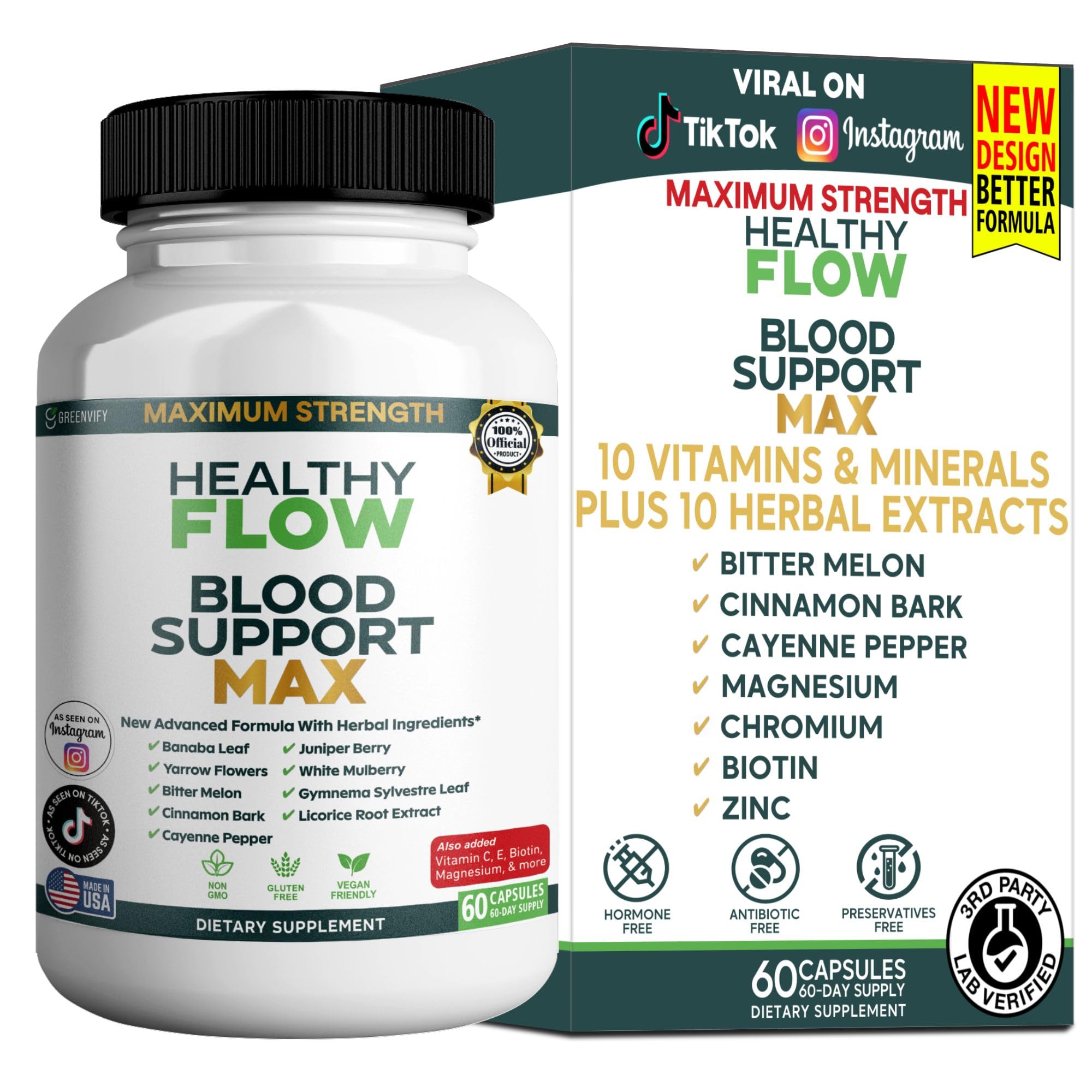 GRENVIFY Healthy Flow Blood Support Max 60 capsules front view