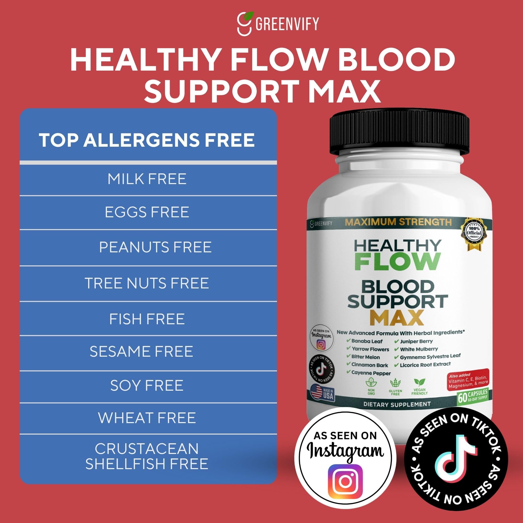 GRENVIFY Healthy Flow Blood Support Max bottle with label