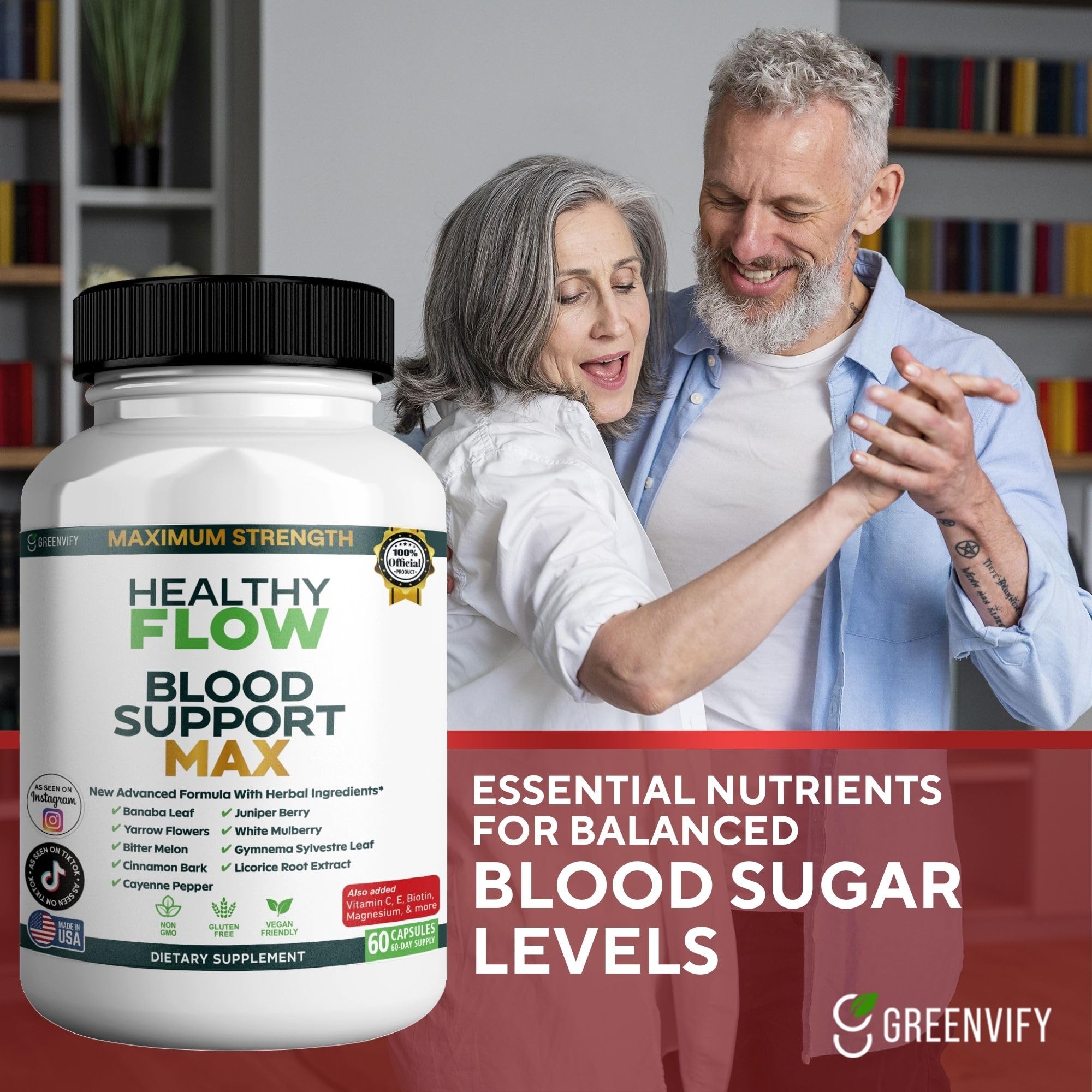GRENVIFY Healthy Flow Blood Support Max capsules in hand