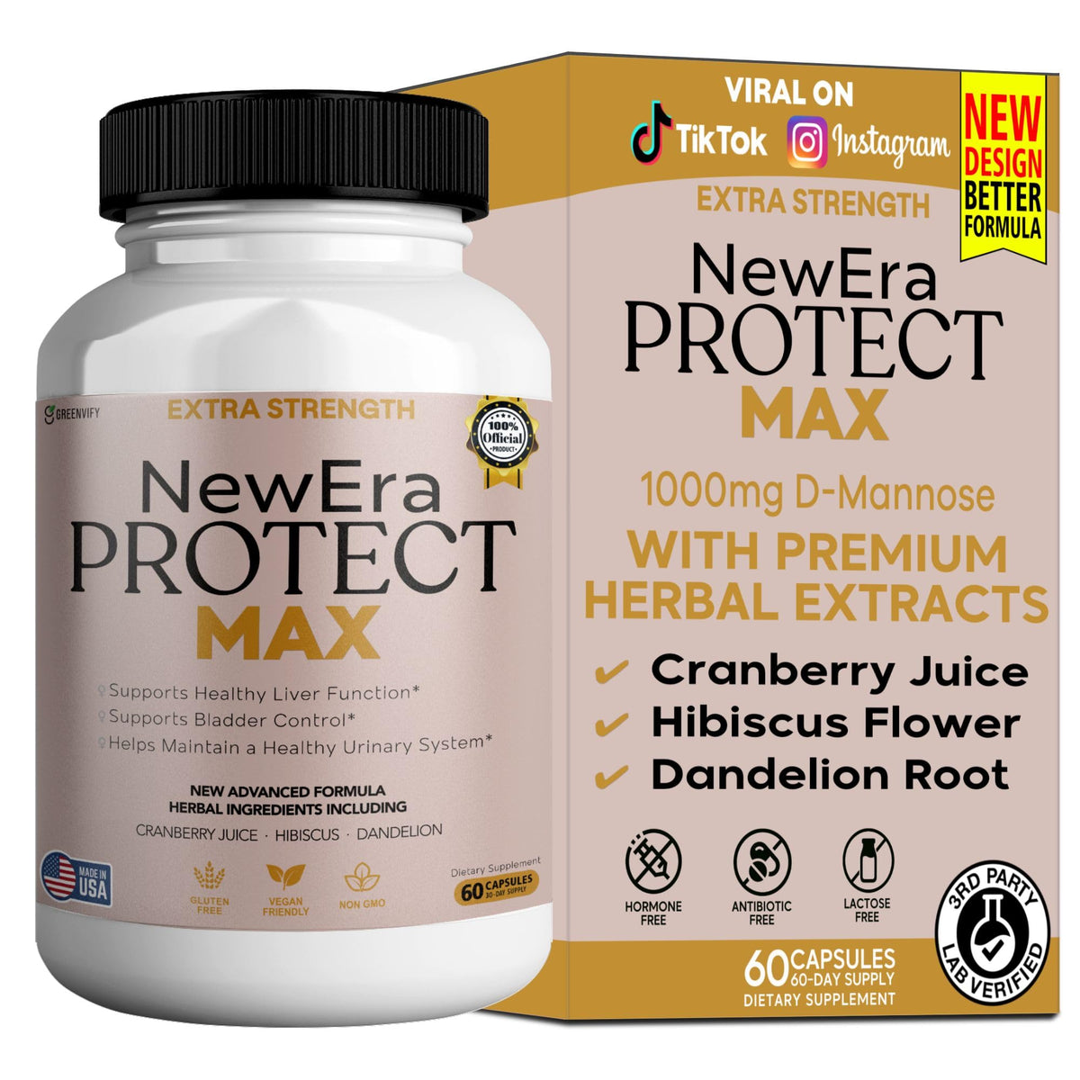 GRENVIFY Protect Max Extra Strength Urinary Support Supplement bottle front view