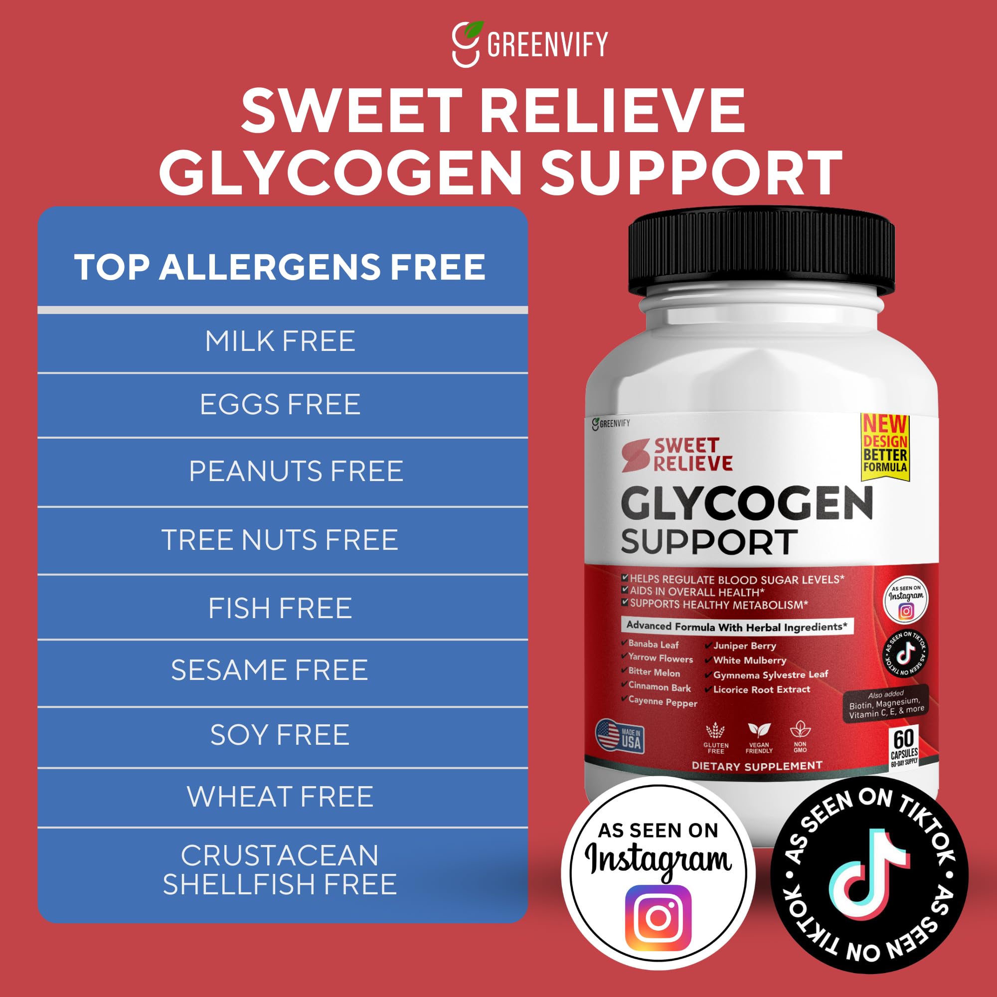 GRENVIFY Sweet Relief Glycogen Support 68g nutritional information
