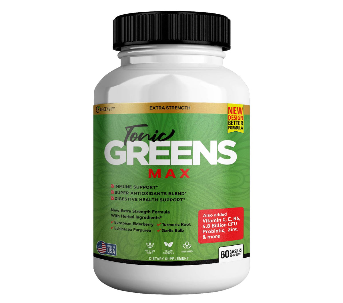 GRENVIFY Tonic Greens Max 60 capsules front view