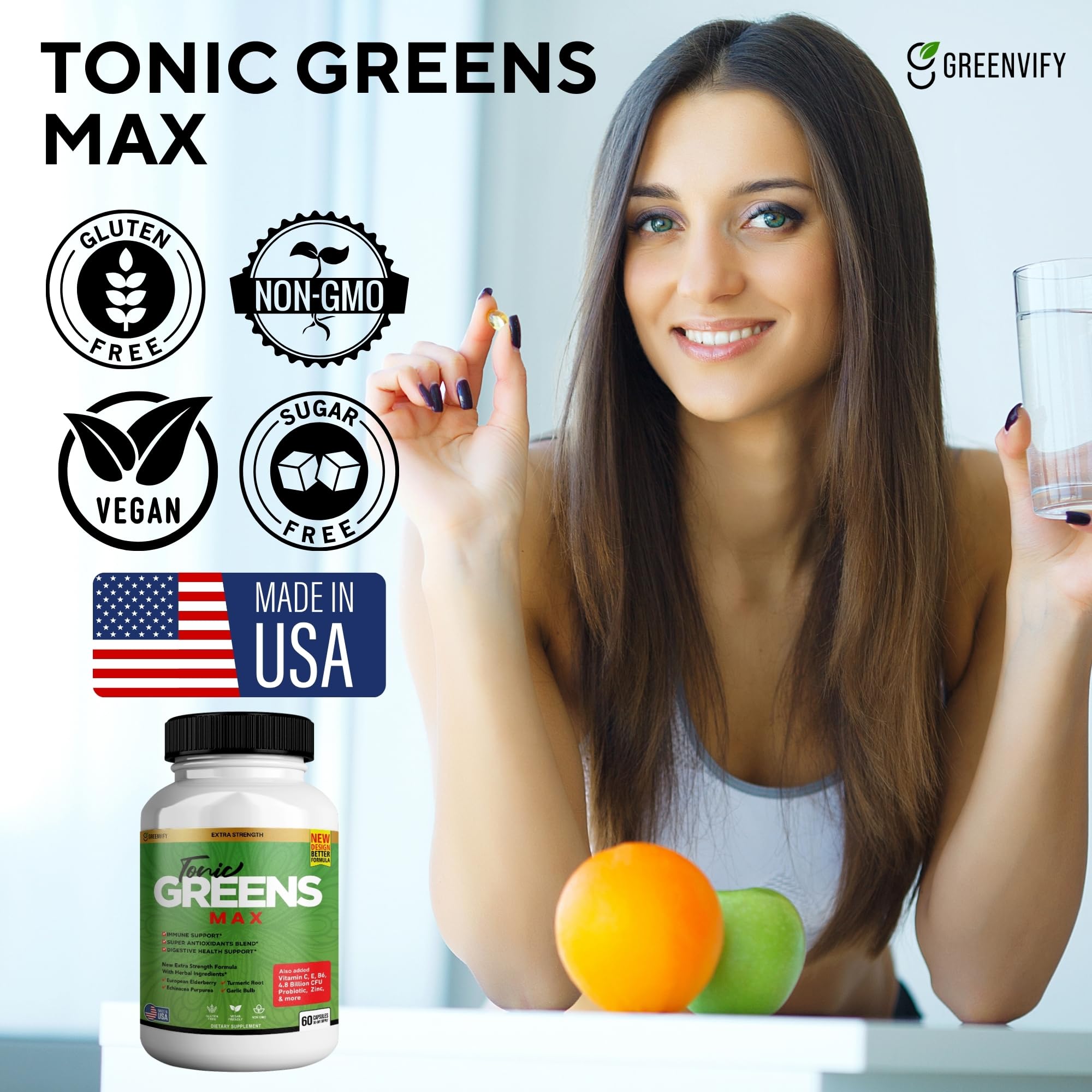 GRENVIFY Tonic Greens Max bottle with measuring spoon