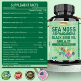 Grevol Sea Moss Capsules displayed with fresh herbs