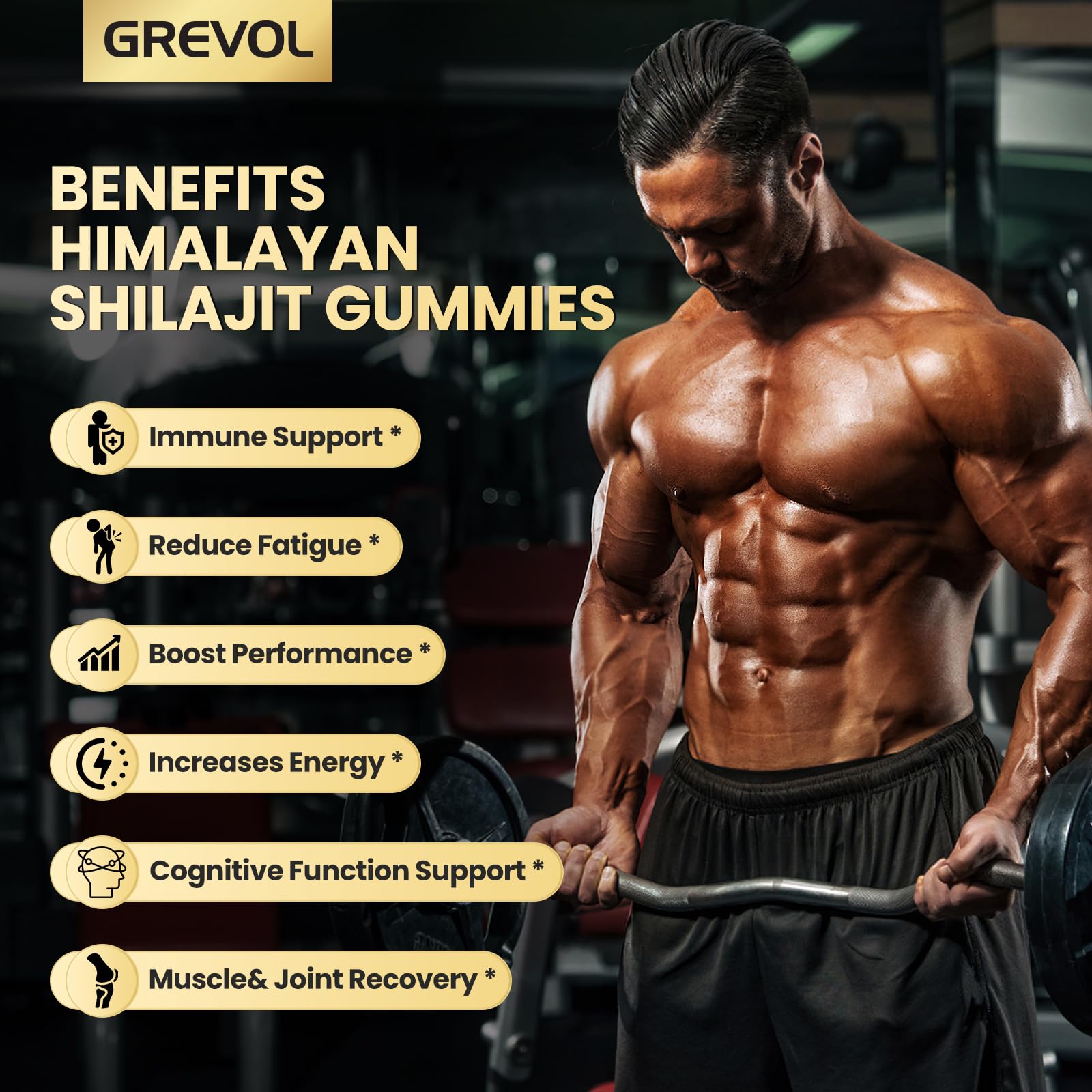 Grevol Shilajit Gummies on a wooden table