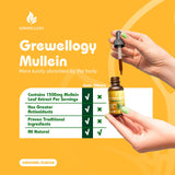 Grewellogy Mullein Drops packaging with health benefits highlighted