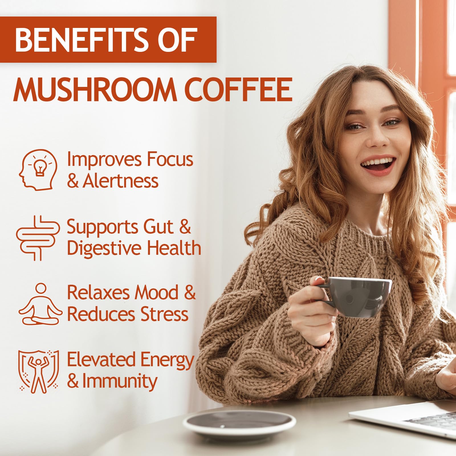 GRGTP Adaptogenic Mushroom Coffee Blend powder in a cup