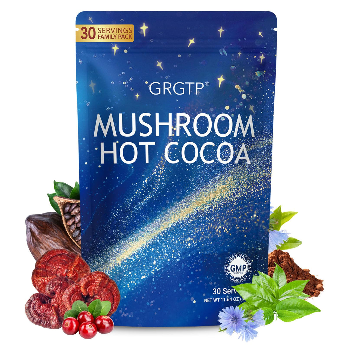 GRGTP Reishi Mushroom Hot Cocoa front view packaging