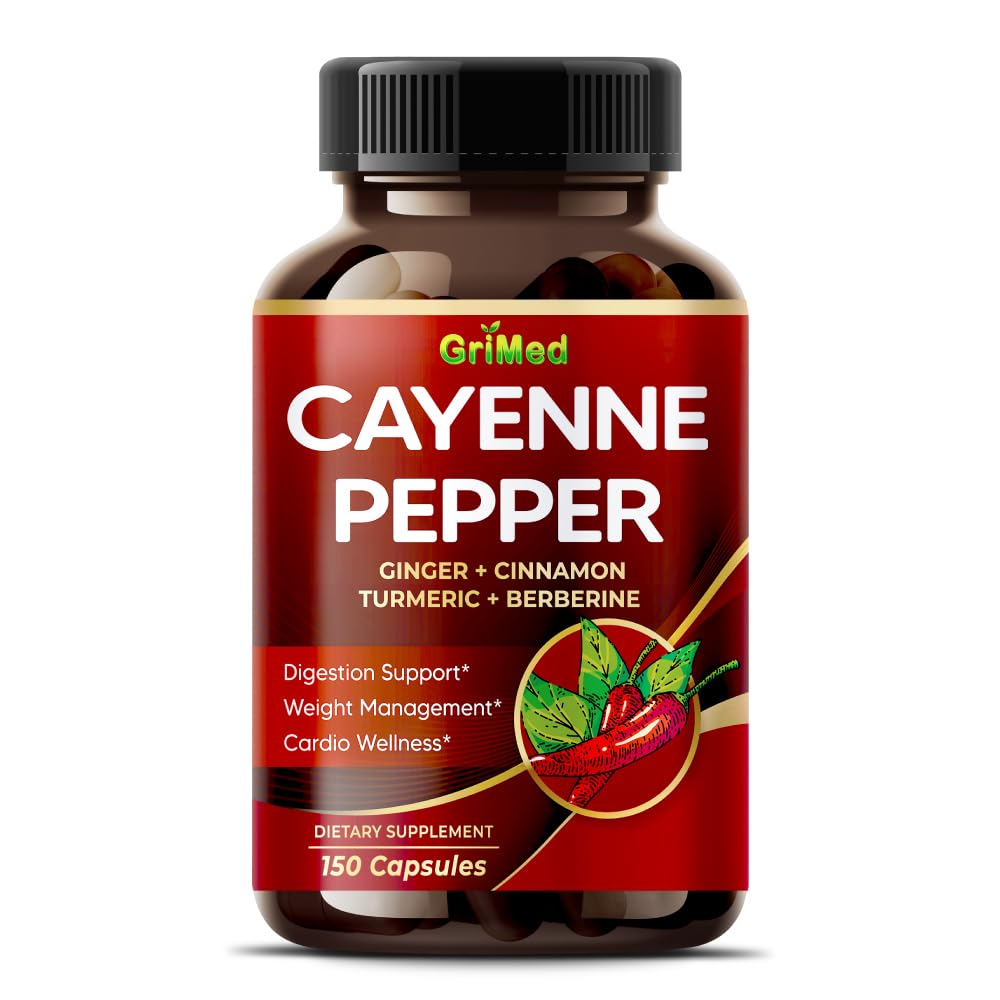 GriMed Cayenne Pepper Capsules 150 count front view