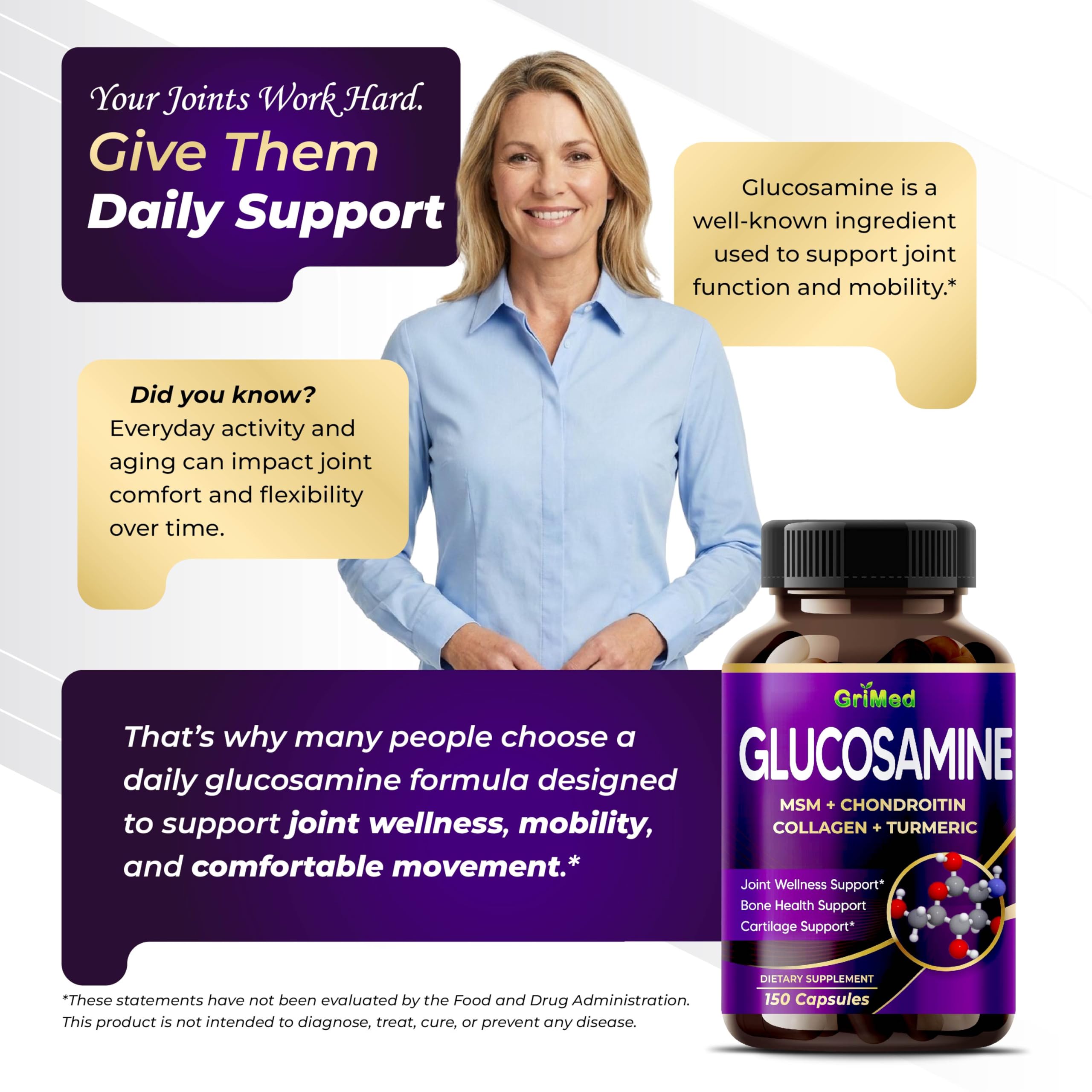 GriMed Chondroitin Supplement capsules on a wooden surface