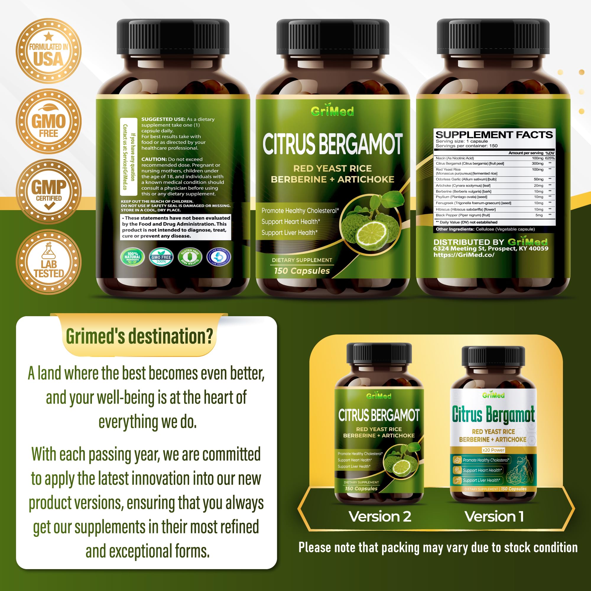 GriMed Citrus Bergamot capsules in hand
