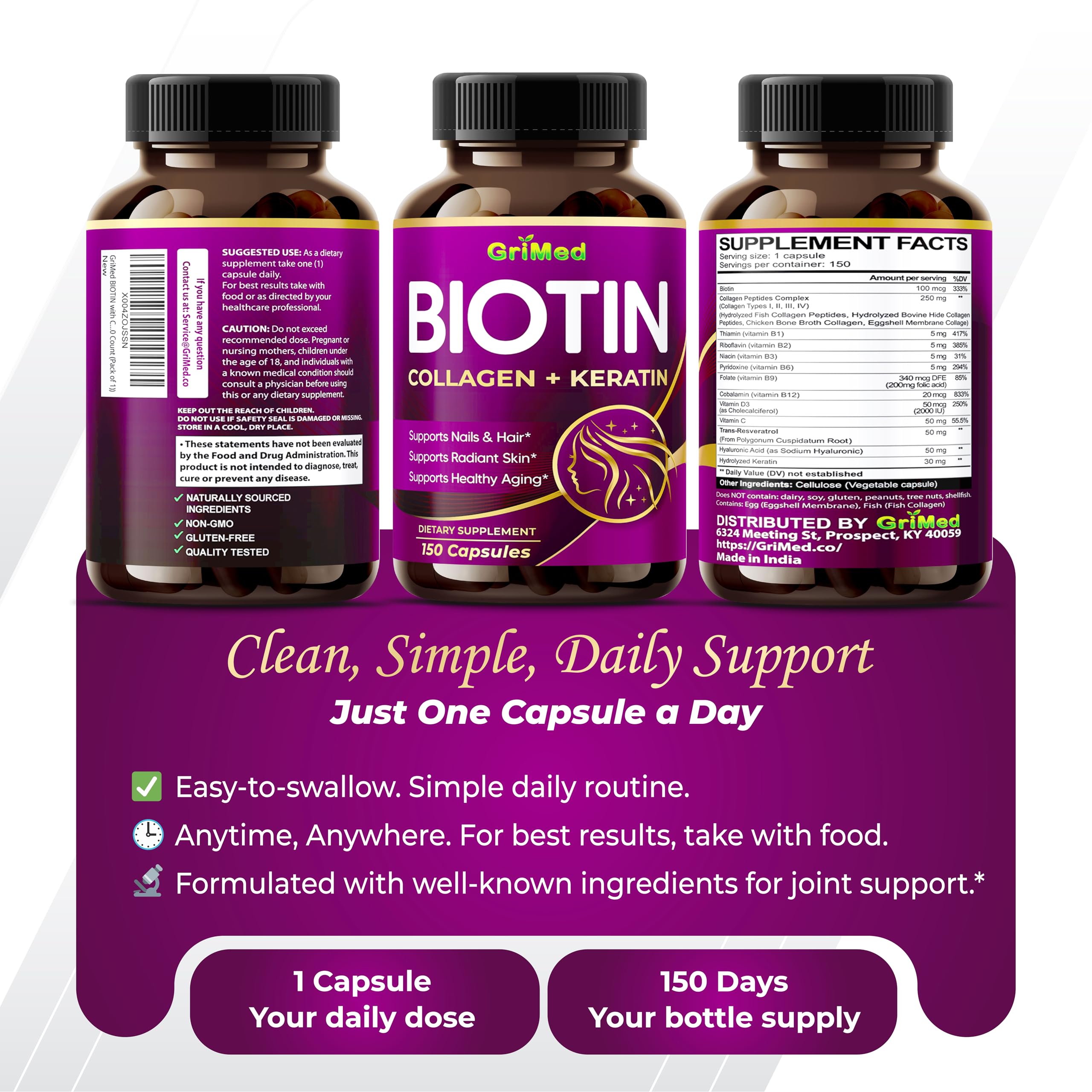 GriMed Collagen Capsules packaging dimensions