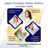 GriMed Glutathione Supplement capsules on a wooden table
