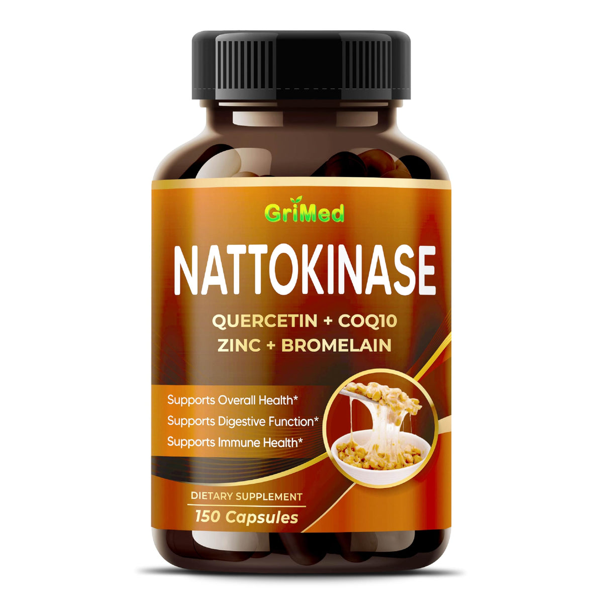 GriMed Nattokinase 5000FU supplement bottle front view
