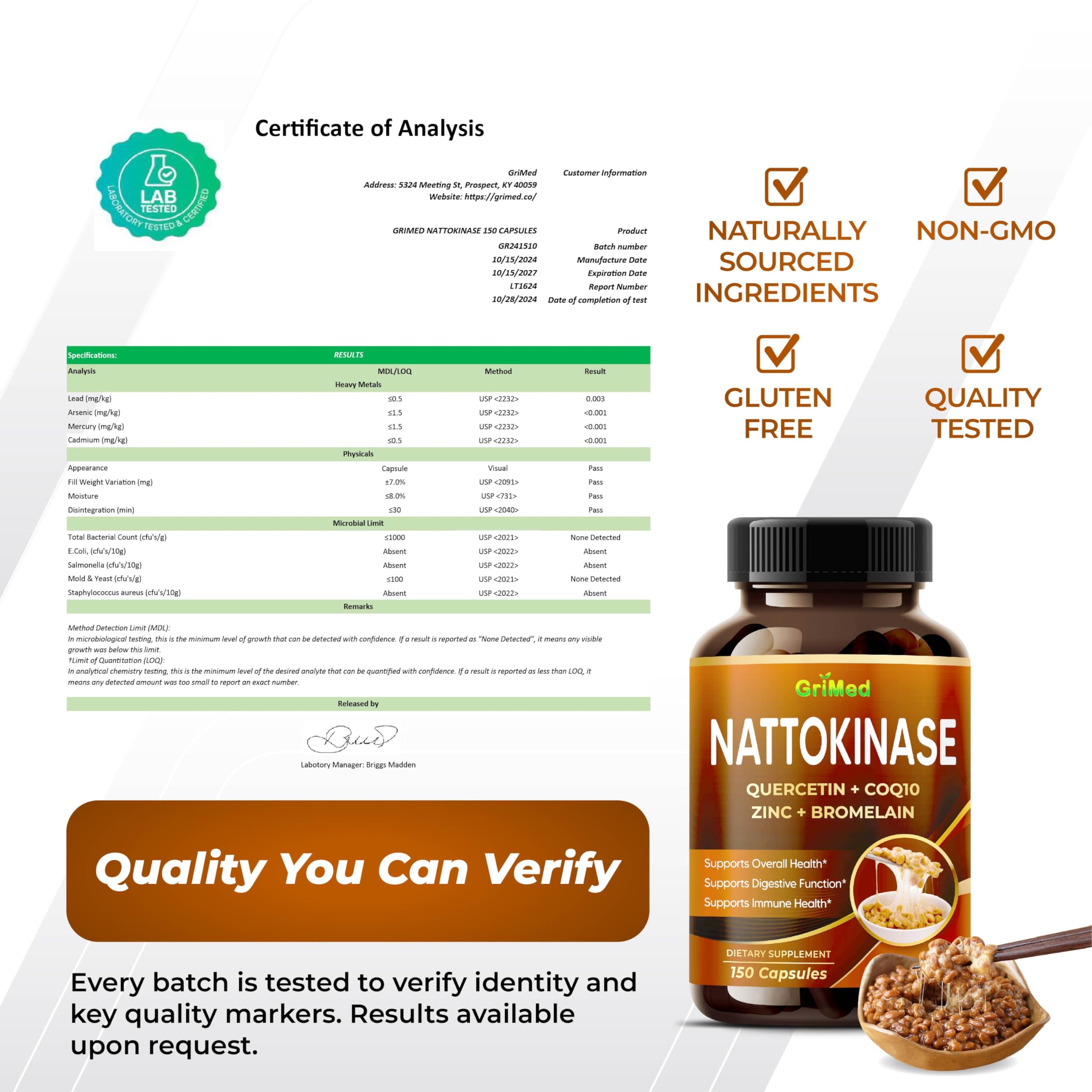 GriMed Nattokinase 5000FU supplement in a hand