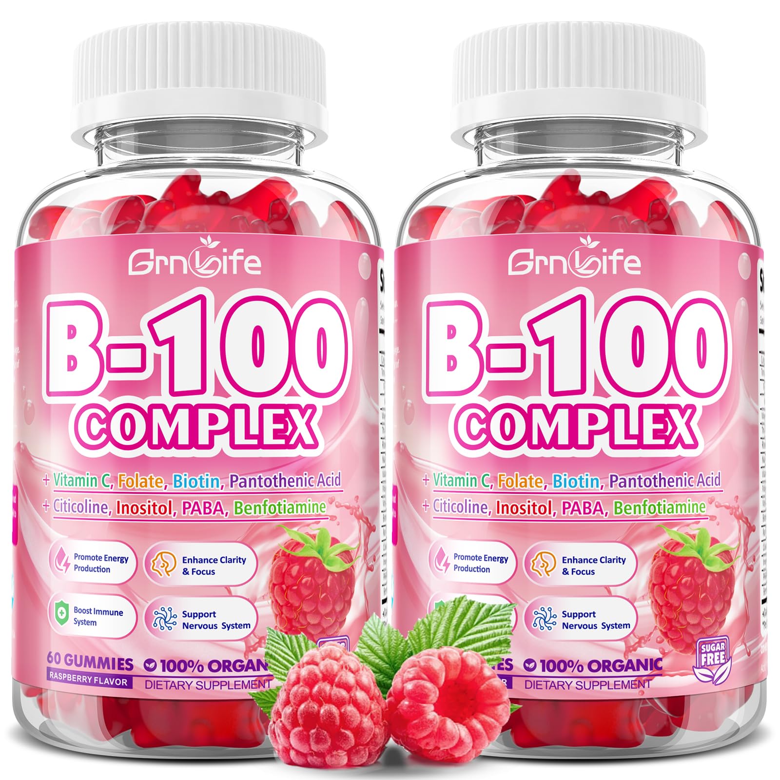 GrnLife B Complex Gummies bottle front view with 60 gummies