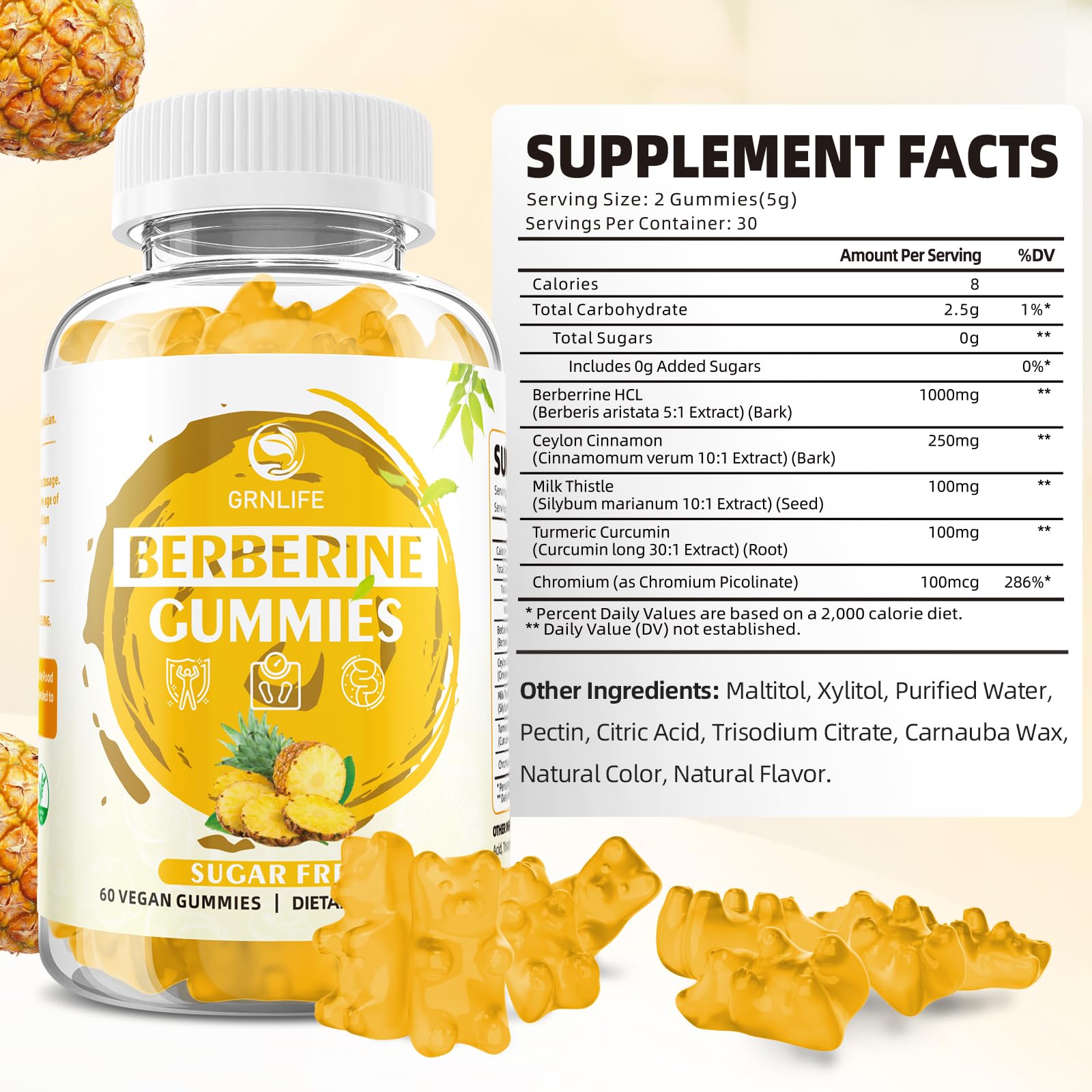 GrnLife Berberine Gummies bottle side view