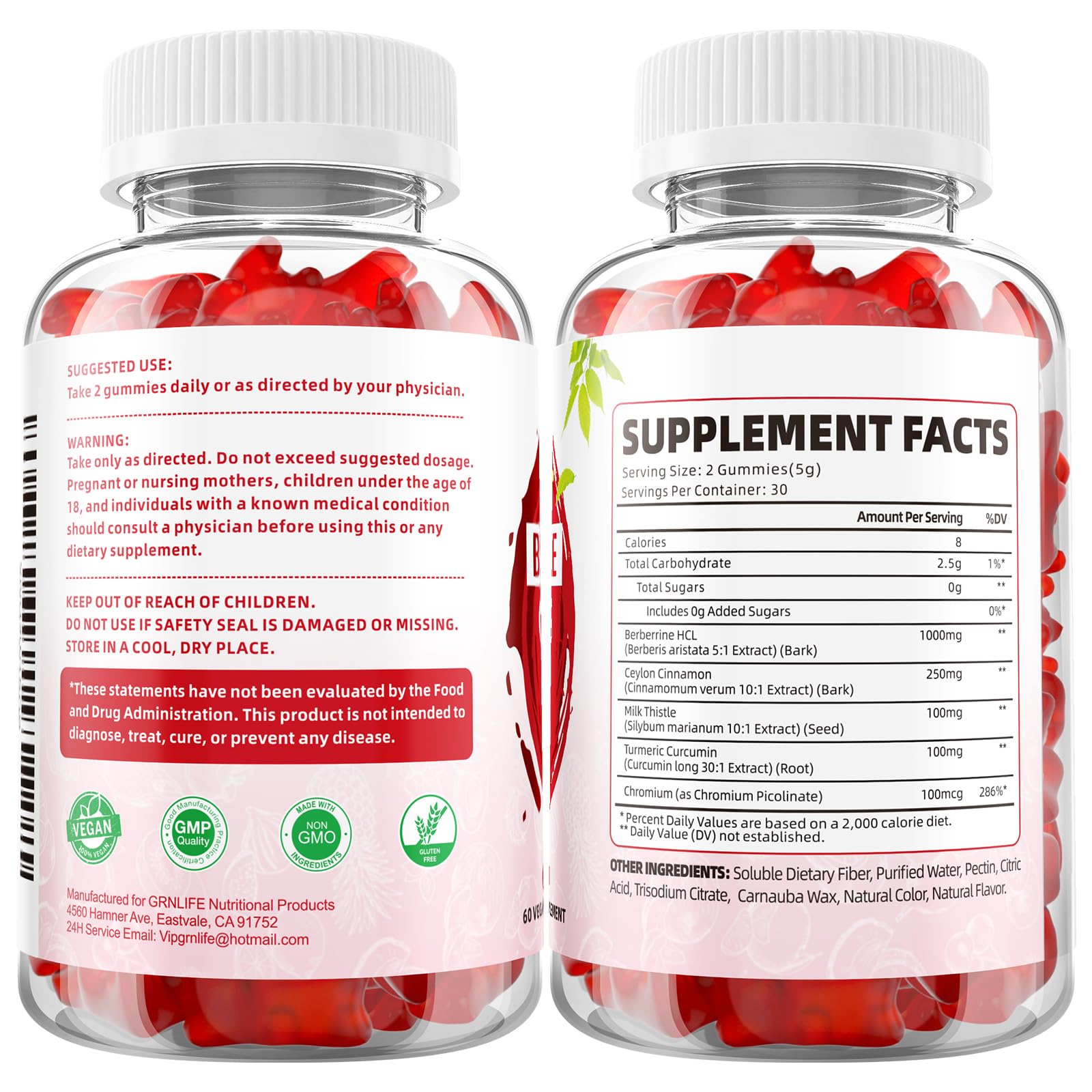 GrnLife Berberine Gummies with a measuring spoon