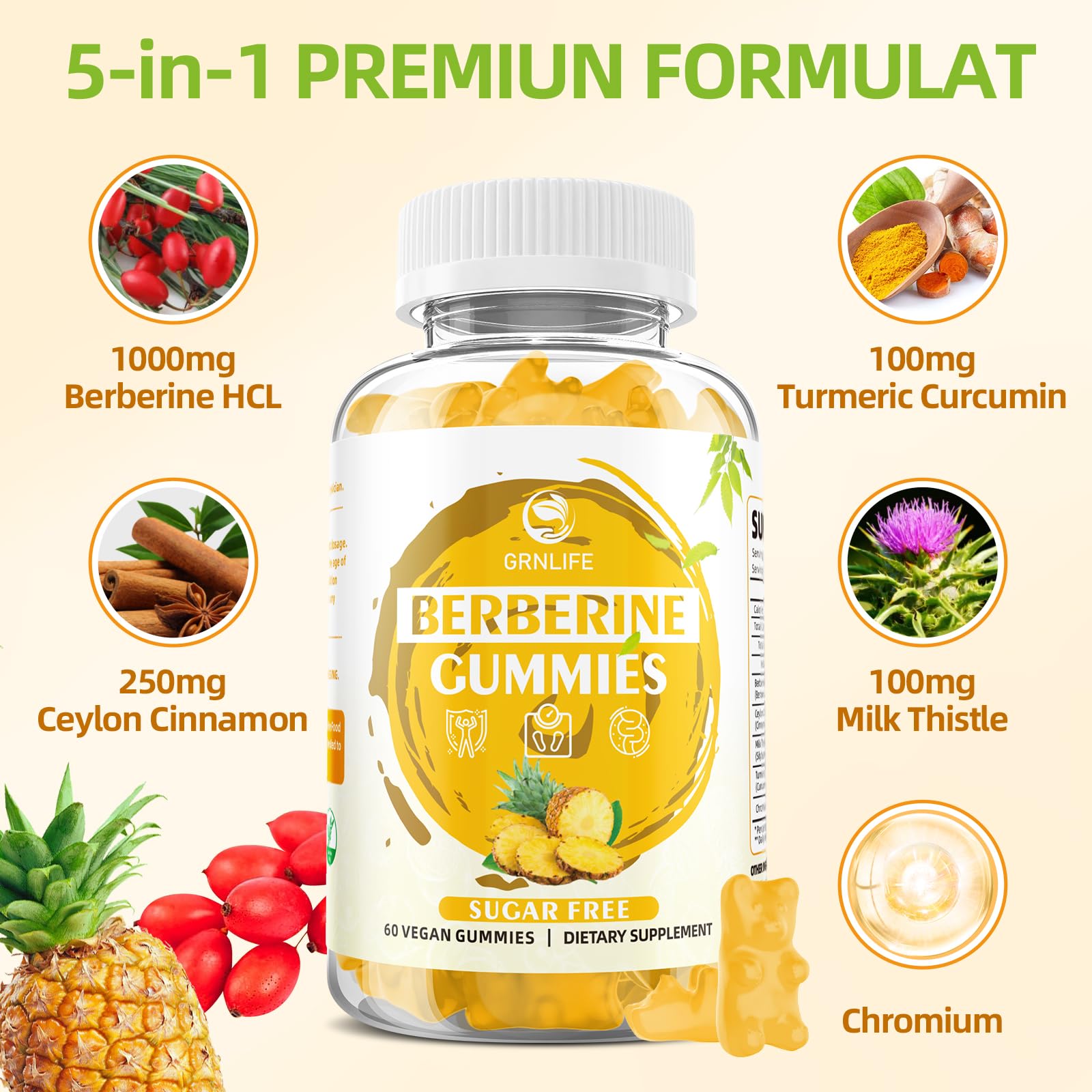 GrnLife Berberine Gummies with Ceylon Cinnamon ingredients list