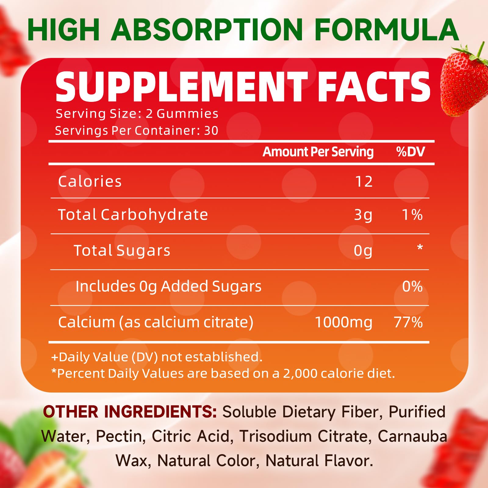 GrnLife Calcium Citrate Gummies 1000mg bottle side view