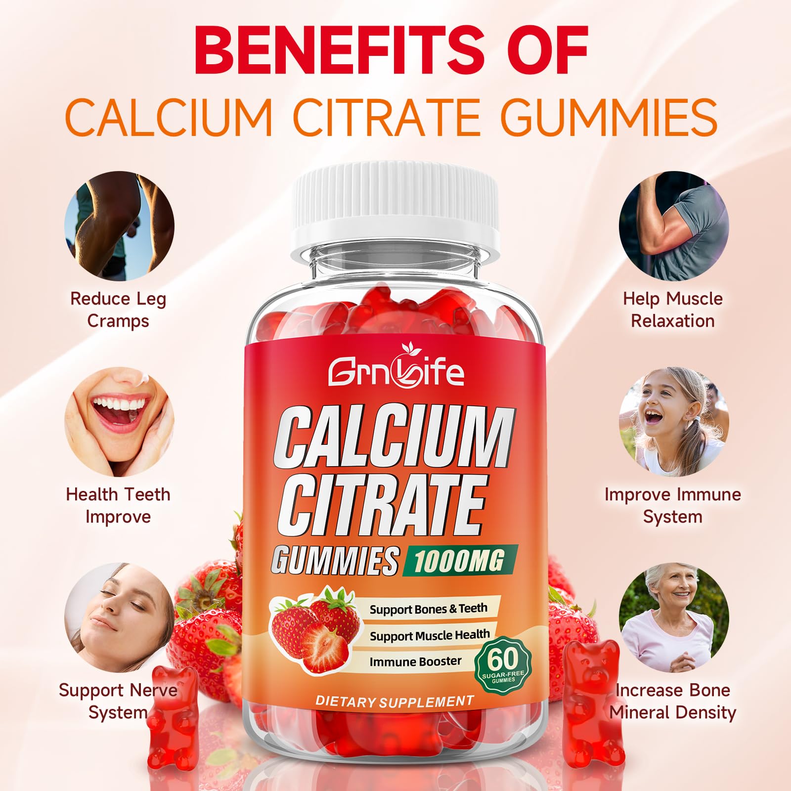 GrnLife Calcium Citrate Gummies 1000mg gummies close-up